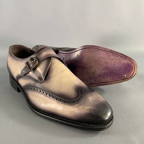 KLEIN EPSTEIN & PARKER Size 12 Grey White Distressed Patent Leather Loafers main image 5